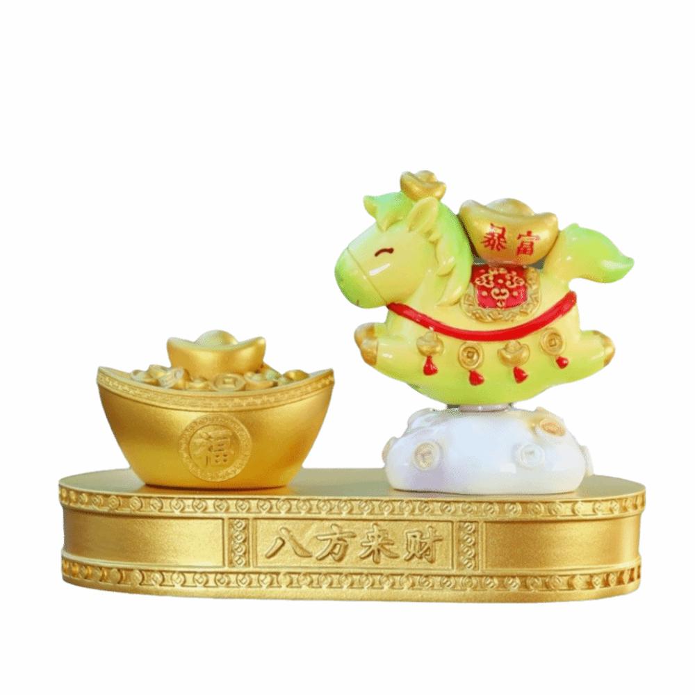 

Creative Chinese New Year Horse Ornament Good luck Blessing words Resin Cartoon Horse Statue Handcrafted Year of The Horse зелений