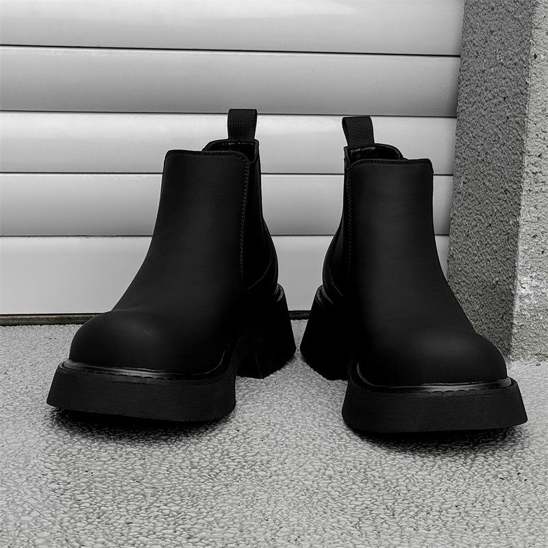 Mid top Chelsea boots men's big toe derby shoes trendy men's casual shoes thick soled high rise short boots