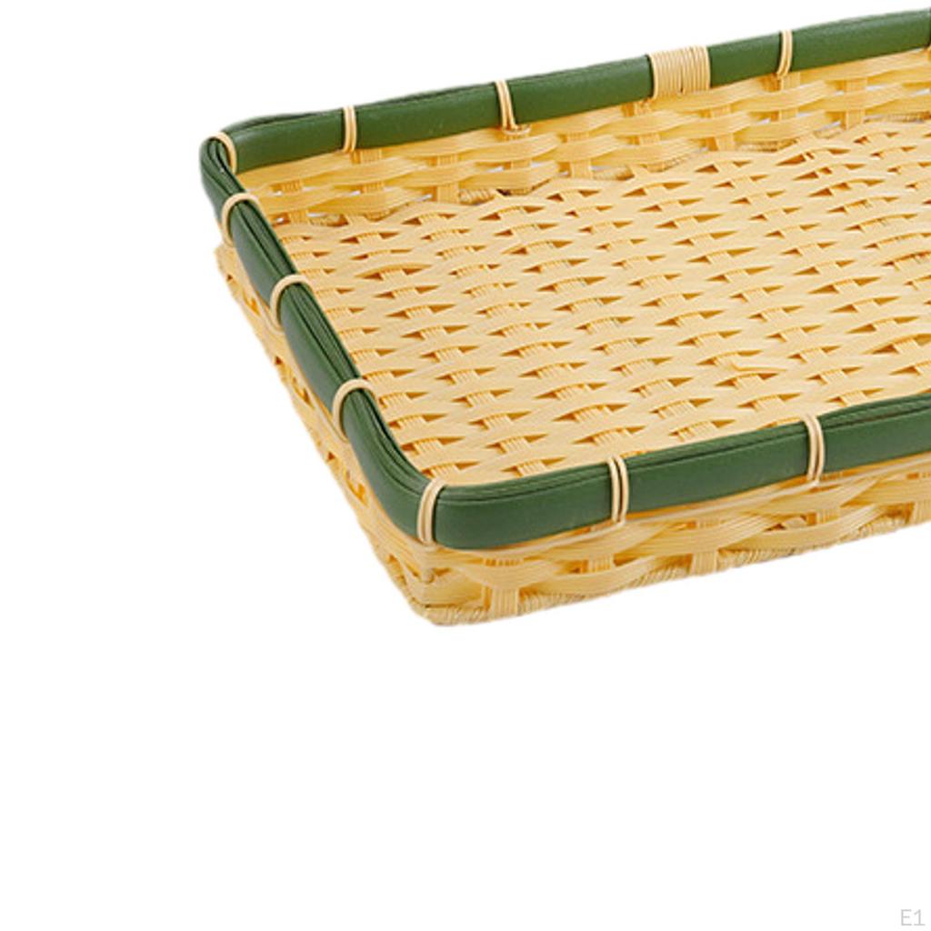 Bambuskorb Handgeflochtenes Tablett Heimdeko Behälter Organizer für Süßigkeiten Eingangsbereich