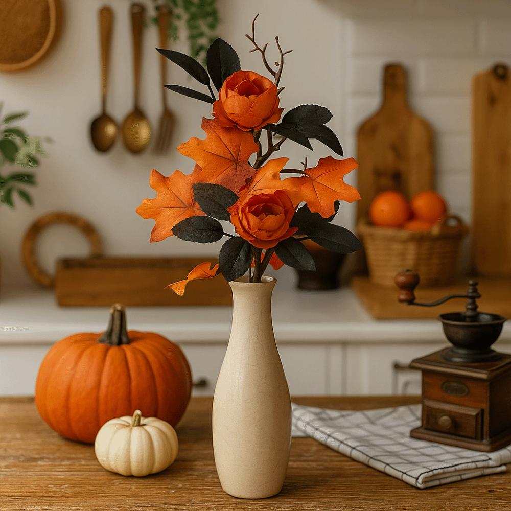 Vibrant Colors Halloween Simulated Flowers Decorative Maple Leaf Bouquet Dining Table