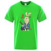 Cotton Blend Short Sleeve Tee Japanese Ukiyoe Samurai Rabbit Print Casual Streetwear Unisex Summer Top Gift For Lovers Unisexunisex