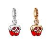 925 Silver Plated Halloween Evil Queen Apple Charm Dangle Beads Fit Snake Chain Bracelets Women Jewelry Gift
