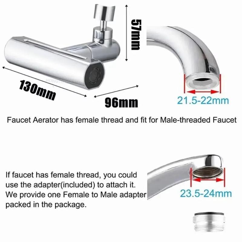 360° Swivel Waterfall Faucet Extension Adapter Sprayer 3 Modes Multifunctional Waterfall Pressurized Bubbler Kitchen Sink Fit