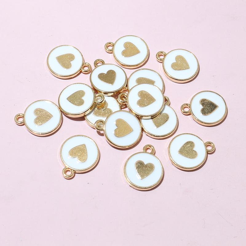 20pcs 14.5x12mm Enamel Double Side Heart Charms Pendant DIY Jewelry Making Accessories Findings for Bracelet Earrings Keychains