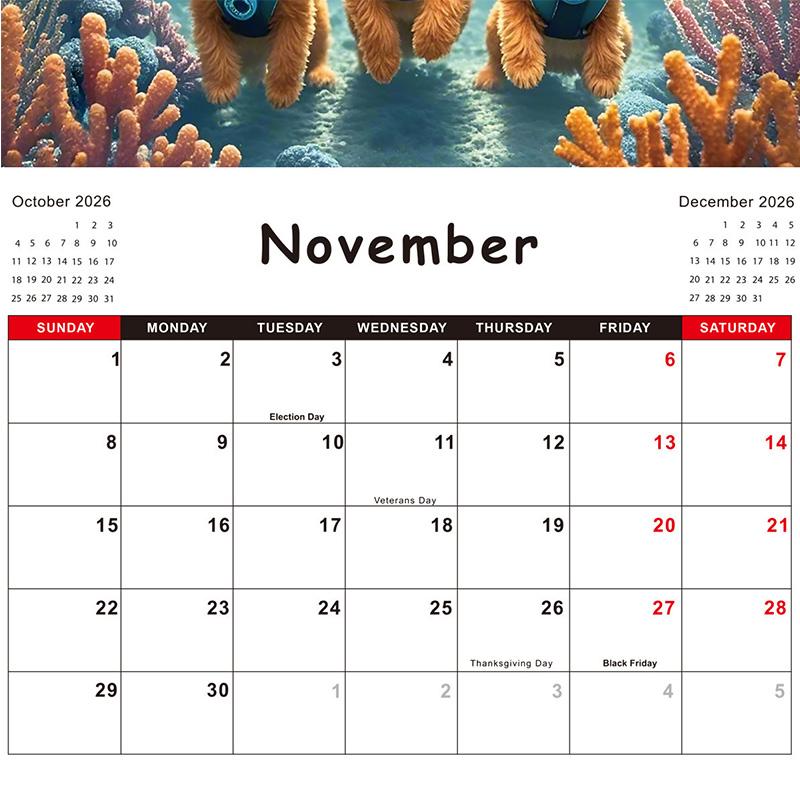 2026 Dog Pooping Calendar Funny Animal Humor Wall Calendar with Dogsh*t Design Novelty Gag Gift for Dog Lovers Office Home Decor