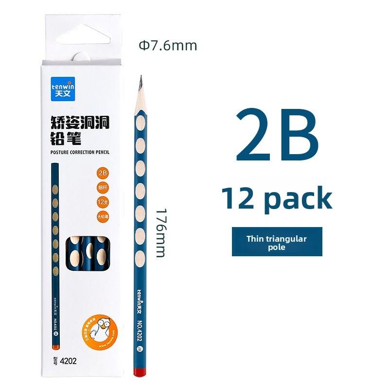 Correct Grip Hole-Pen Set - 12 Writing Pencils with Fine Strokes for Primary School Students - Boxed Set