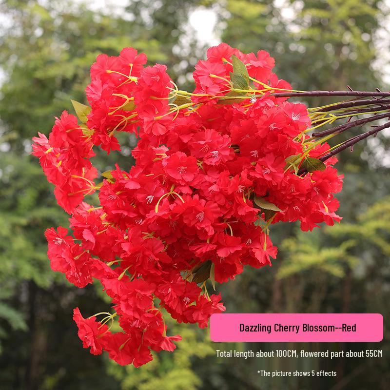 Silk Cherry Blossom Branch Artificial Vine: Floral Decoration for Weddings and Indoor Spaces
