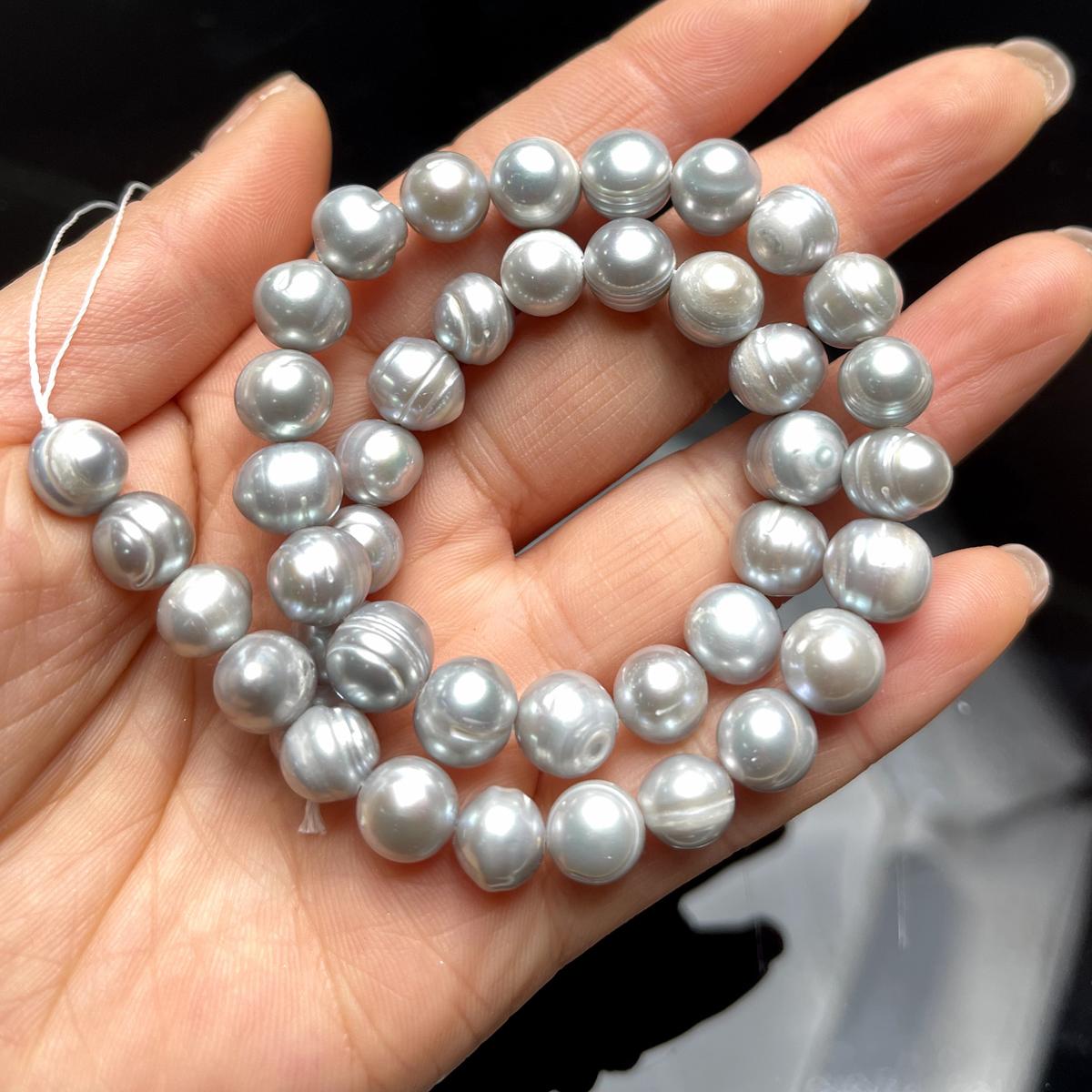 

Підвіска зроби сам сіра різьблена перлина для виготовлення ювелірних виробів зроби сам намисто сережки браслет аксесуар довжиною 36 см 9-10mm сірий