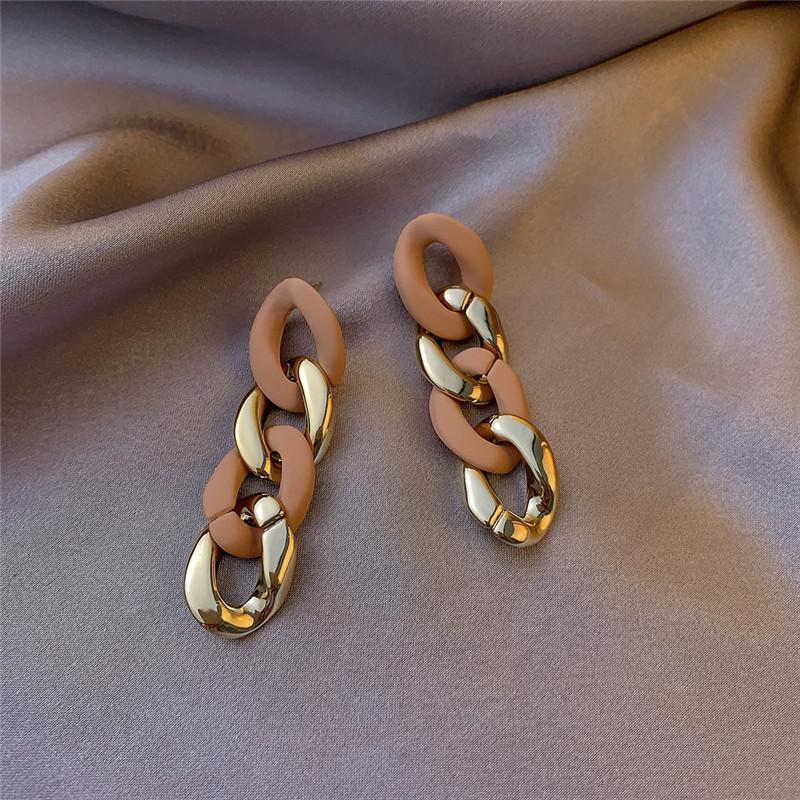 Autumn Winter New Brown Earrings Vintage Matte Drop Earrings for Women Metal Fashion Statement Dangle Earring Trend Jewelry