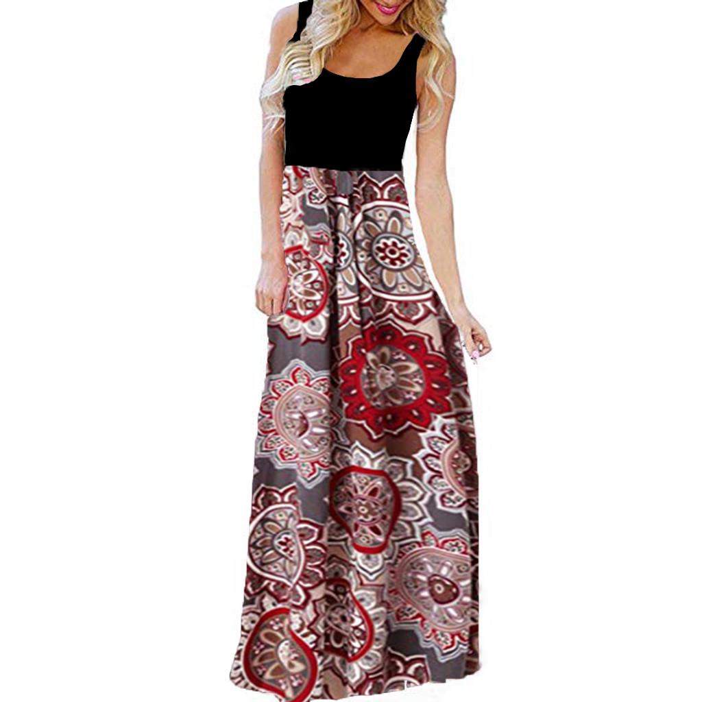 Tank Long Dress with Unique Allover Print - Warm Rust Tones main image 0