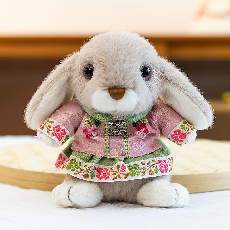 Plush Rabbit Toy For Kids Sleep Time With Denim Jeans And Tang Suit Costume