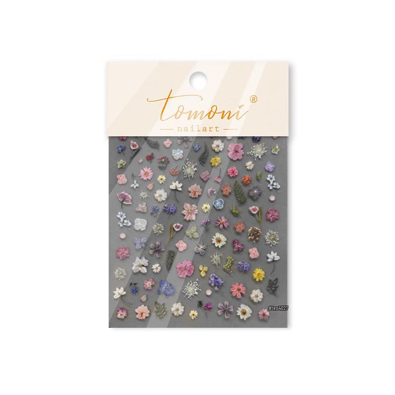 Tomoni Ancient Style Embossed Nail Stickers with Fairy Spirit Dried Flowers - Bestseller In Japanese Stationery Nail Art Decorations.