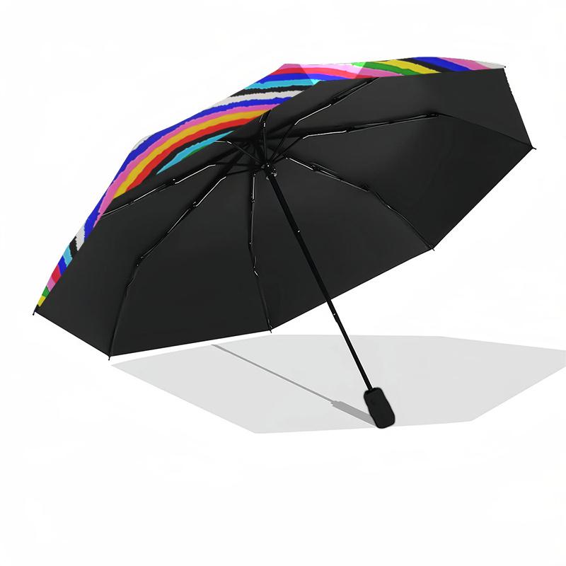 Rainbow Spiral Pattern Automatic Opening/Closing Umbrella with Foldable Design, Outdoor Rain Gear for Fans, Travelers, Daily Use, Festive Gi