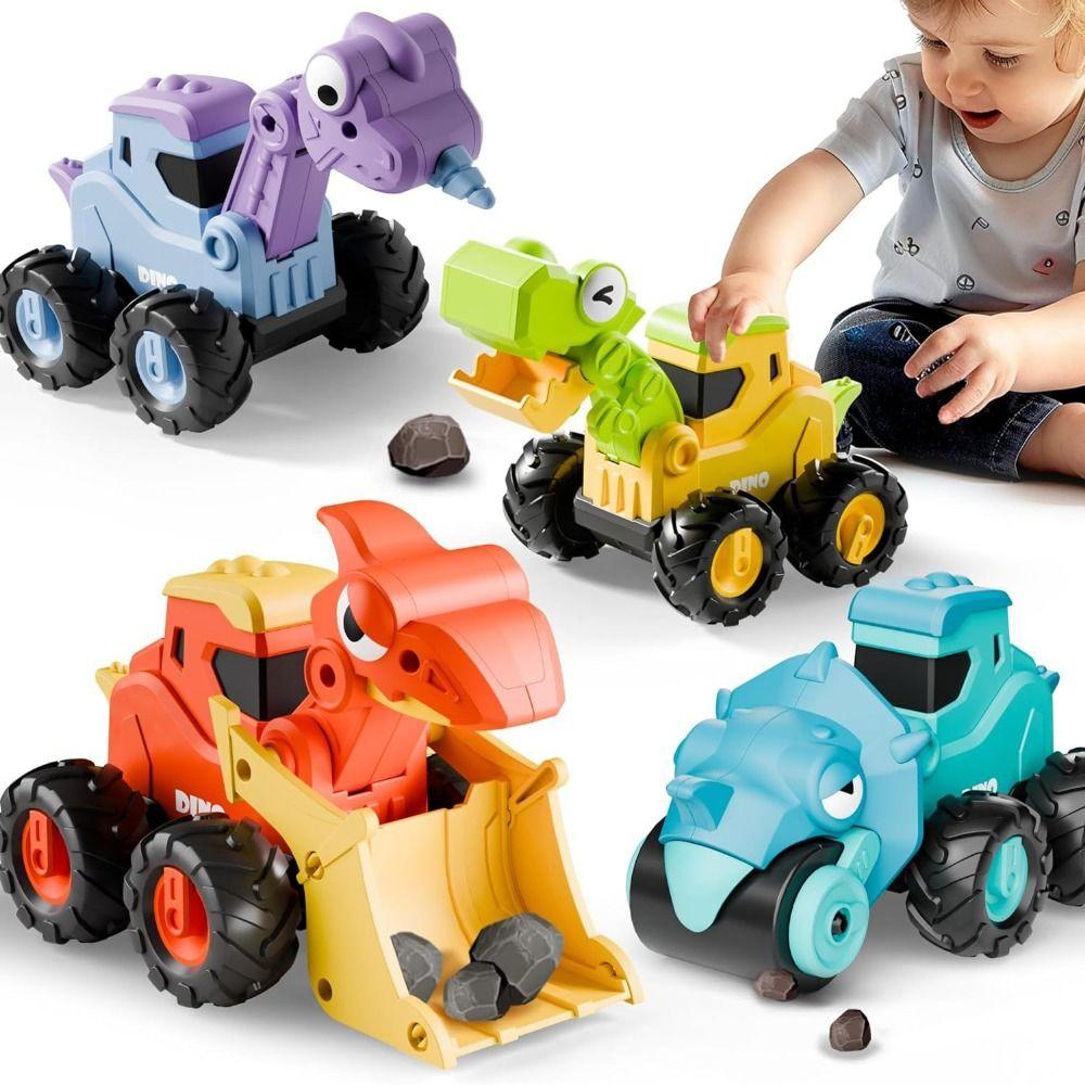 Press Dinosaur Engineering Car Model Plastic Kids Excavator Car Toy  Kids Student