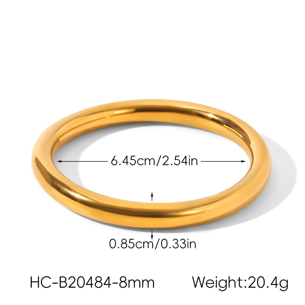 Minimalist Ins style landscape face plain hoop bracelet, light luxury versatile titanium steel bangle, 18k gold jewelry