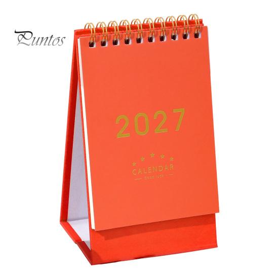 Academic Year Calendar 2027 Desk Calendar, Standing Flip Desktop Minimalist Gold Foil Cover Daily Agenda Monthly Planner, Thick Paper for Note Taking,