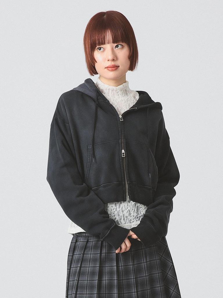 Ray Beams Women's L/S Tee Sweat Zip Hoodie, Charcoal, One Size