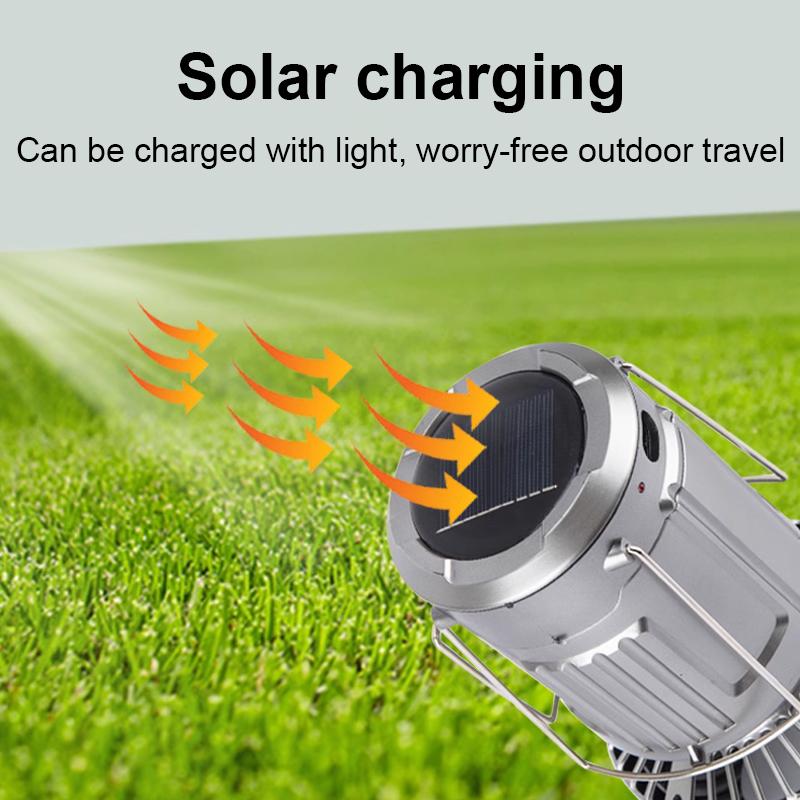 Handheld Camping Light Fan Solar Light Powerful Solar Lamp Rechargeable Bulb Lamp Portable Outdoor Solar Lantern