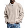 Men's European Style Waffle Knit High Collar Half-Zip Hoodie