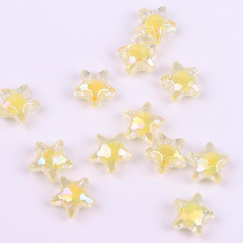 11mm Colorful Transparent Star Center Beads for DIY Headdress, Bracelet, Necklace Accessories