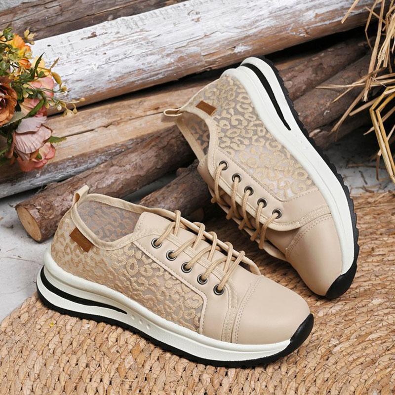 Fashion Spring and Summer 2025 New Breathable Hollowed Out Mesh Sneakers for Women Casual Thick Bottom Lace-up Women's Vulcanize Shoes