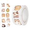 500pcs/roll Cute Cartoon Capybara Stickers Waterproof Vinyl Decals Animal Reward Stickers for Books Boxes Packaging Phone Case