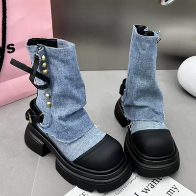 Fashion Comemore  Summer Flats Ankle Cowboy Chelsea Boots Winter Fad Platform Gladiator Goth Shoes 2024 Chunky Motorcycle Women Cowboy
