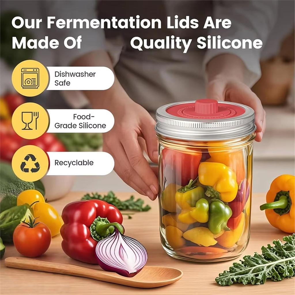 Vylepšené silikonové fermentační víčko se vzduchovým zámkem pro širokohrdlé zavařovací sklenice