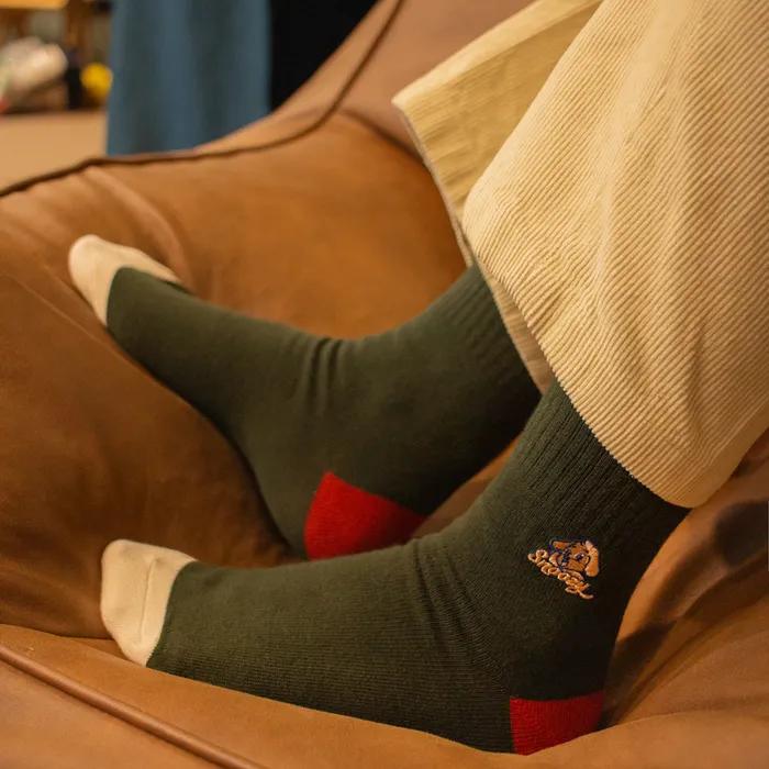 Snoozy Logo Embroidered Socks (Khaki Red)