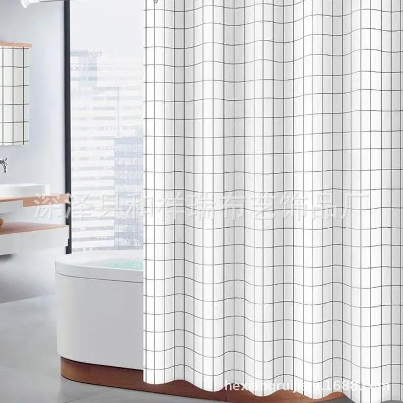 1pcs  Semi Sheer Lightweight Bath Print Shower Curtain Ptinted Leaf Shower Curtain Liner Water Repellent Bathroom Curtains