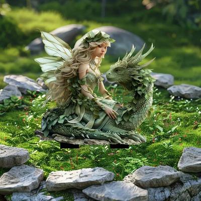 2D-flache, bezaubernde Feen- und Welpen-Gartenhaufen für Blumentöpfe, Landschaftsdekorationen, Gartenkunst, Urlaubsgeschenke und Familienerinnerungsstücke