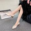 Fashion 2025 New Fashion and Versatile Round Toe Block Heel Small Single Shoes Spring and Autumn Casual Soft-soled Women's Leather Shoes