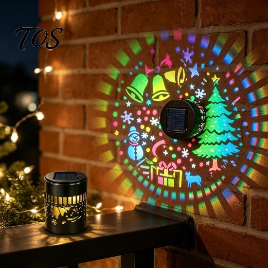 Festive Projection Lighting for Holidays Solar Christmas Light, Waterproof Metal Wall & Fence Lantern, Warm White And Multi Decorative Lamps