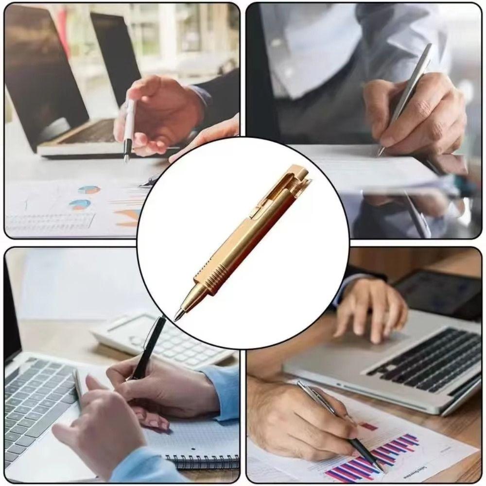 All-Metal Mini Brass Pen Easy Carry Neutral Ballpoint Pen Travel Pocket Pen School Supplies
