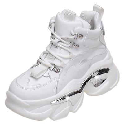 Fashion Shoes High Top 7cm Chunky Heel Sneakers Women High Platform Ankle Boots New Winter Thick Sole Leather Sneakers Woman Botas Mujer