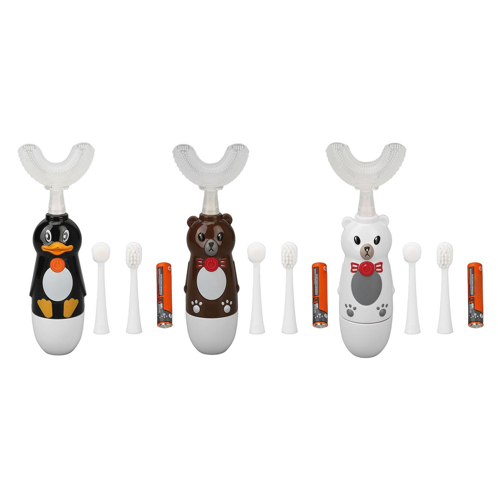 

Детская электрическая зубная щетка U-образная силиконовая звуковая зубная щетка с 3 насадками для детей от 6 до 12 лет