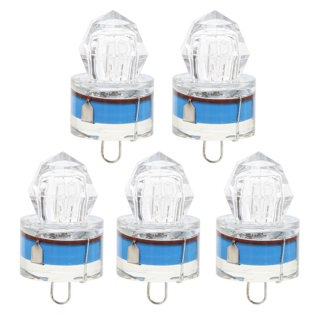 5Pcs Fishing Lure Light Diamond Shape LED Corrosion Resistance Auto Open Flashing Bass Lure Light Blue