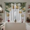 Set Of 2 Jit Golden Ornament Curtain Xmas Window Decor Living Room Sheer With Rod Pocket Polyester Ideal For Area