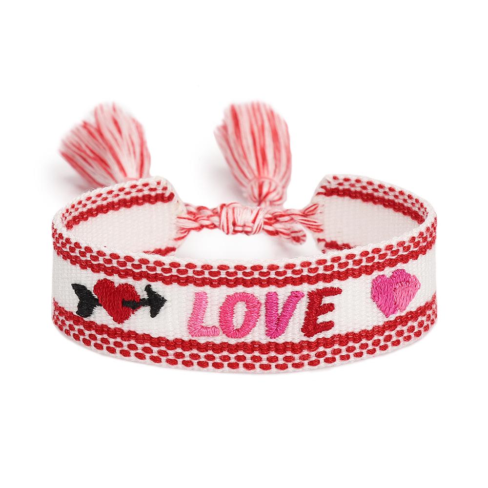 Colorful Embroidered Letter Bracelet for Women - Handmade Woven Rope with Tassel for Best Friends