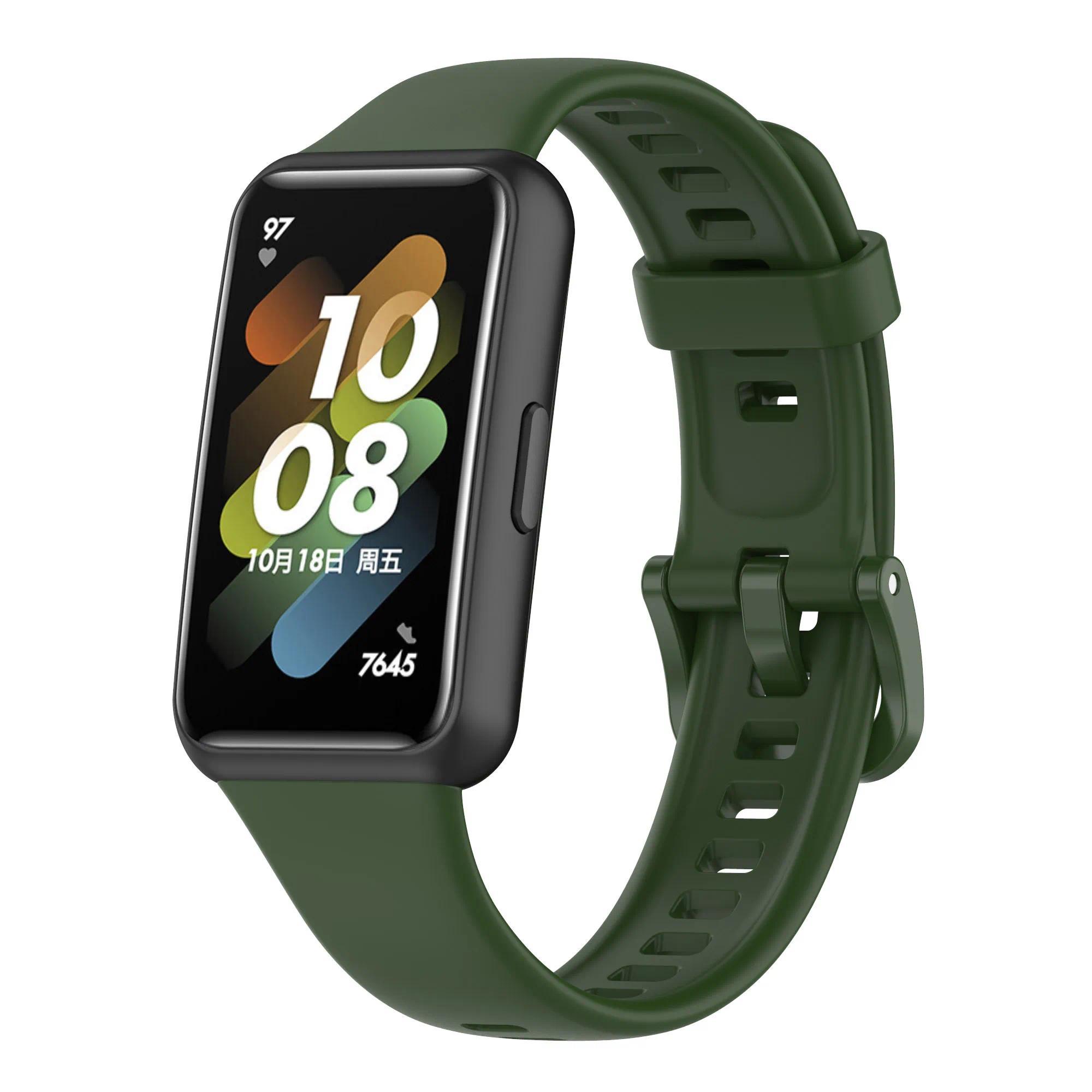 

Силіконовий ремінець для годинника Huawei Band 7 Оригінальний спортивний браслет Запасний ремінець для зап ястя для Huawei Band 7 For Huawei band 7 армія зелений колір