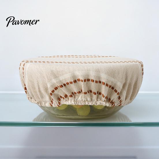 Natural Linen Food Covers for Fruits And Vegetables Sourdough Jars Covers, Reusable Elastic Bowl Retro Striped Eco Conscious Preservation Supplies