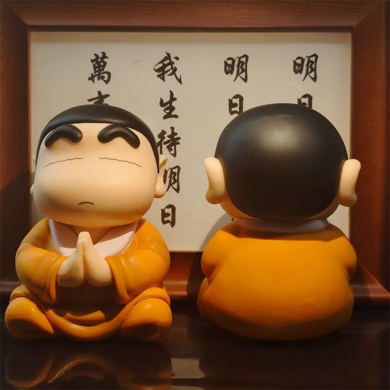 8cm Crayon Shin Chan Cos Buddha Good Luck Compassion Action Figure Funny Kawaii Doll PVC Model Toys Collection Children Gifts