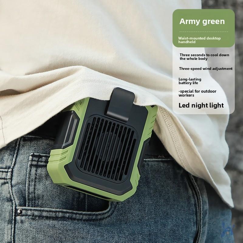 Waist Mount Clip on Fan USB Rechargeable Hand Free High Speed Portable Mini Cooling Fan for Outdoor Working Camping Travel Sport