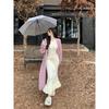 Skinny and tall long-sleeved hip-wrapped fishtail knitted skirt women's autumn new temperament gentle wind long dress