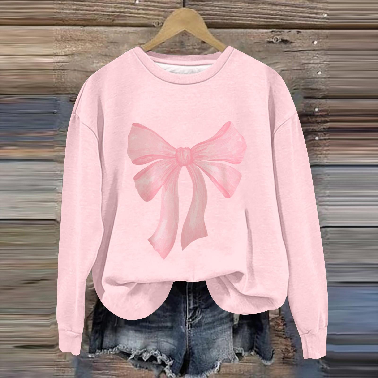 

Женская мода День святого Валентина Печатный длинный рукав свободный круглый вырез толстовка Топ осень L