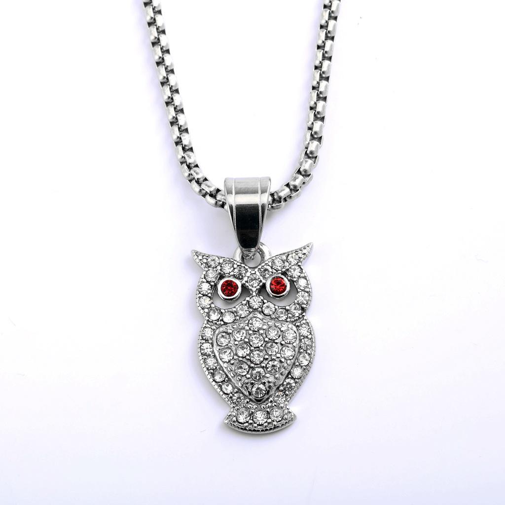 Retro Europäische Edelstahl-Edelstein-Einlage Unisex Anhänger Halskette