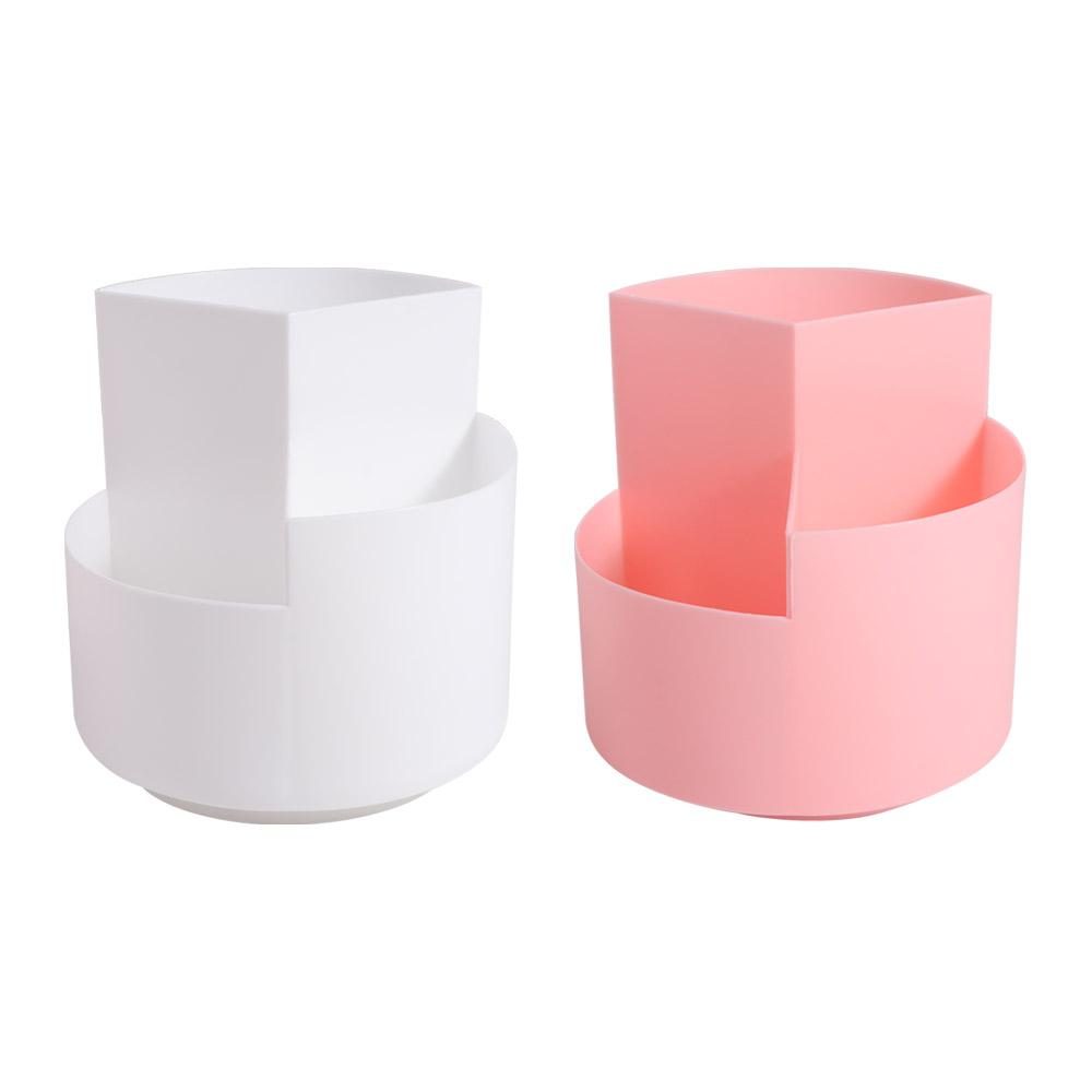 Storage Box 360° Rotating Pen Holder 3-Grid Pen Pencil Organizer Makeup Brush Holder  School Office