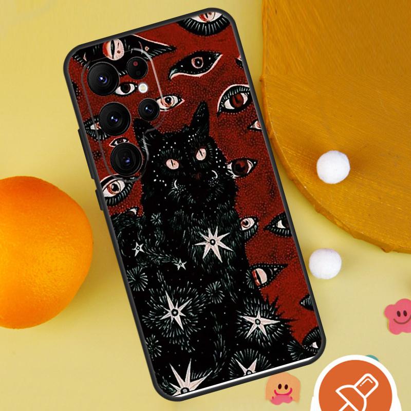 Death Tarot Cat Phone Case For Samsung Galaxy S25 Ultra S24 S22 S21 Ultra S9 S10 S20 Plus S23 FE Funda Cover
