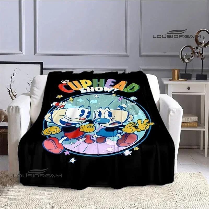 Cuphead Anime Printed Blankets Children's Warm Beautiful Blankets Flannel Soft and Comfortable Blanket Home Travel Birthday Gift