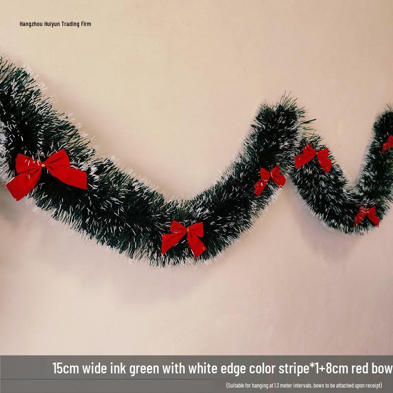 Christmas Ribbon Garland & Ornaments: Rattan, Leaves, Snowflakes & Tinsel for Decoration